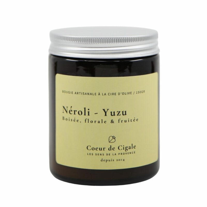 Bougie parfumée Agrumes, Néroli Yuzu. Bougie végétale à la cire d'olive.