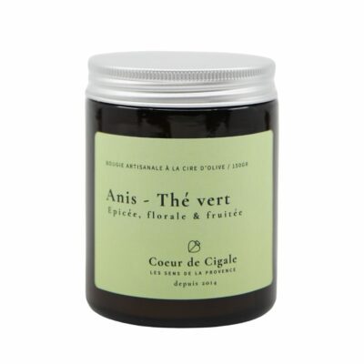 Bougie parfumée Thé vert et anis. Bougie végétale à la cire d'olive.
