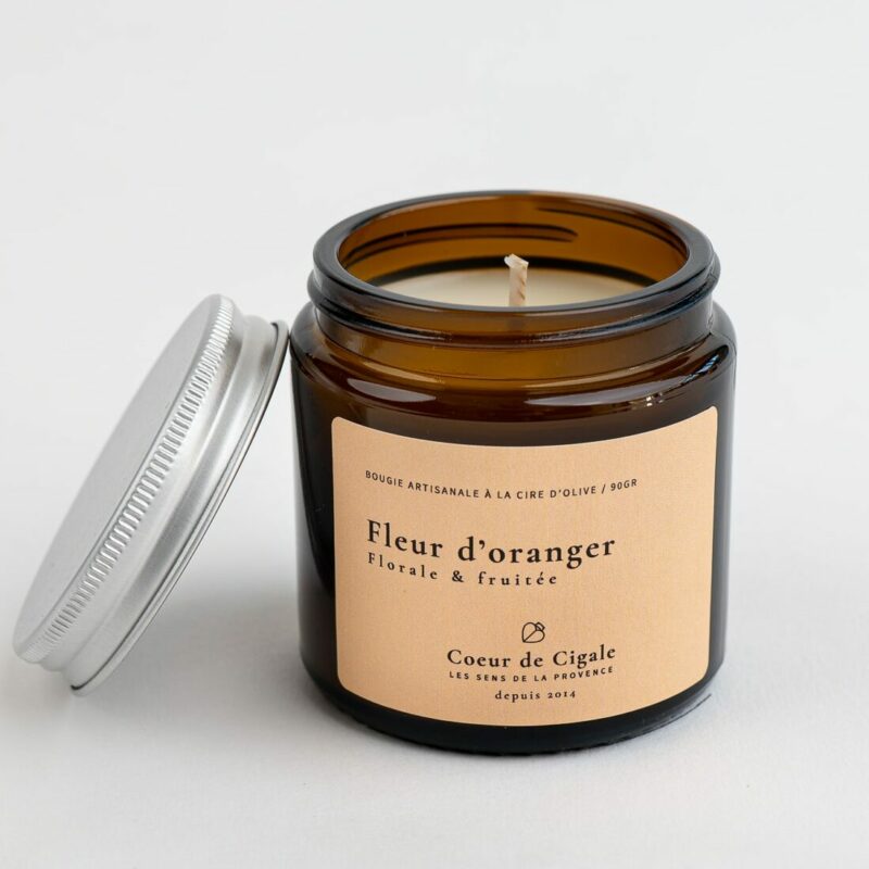 Bougie parfumée Fleur d'Oranger. Bougie végétale à la cire d'olive.