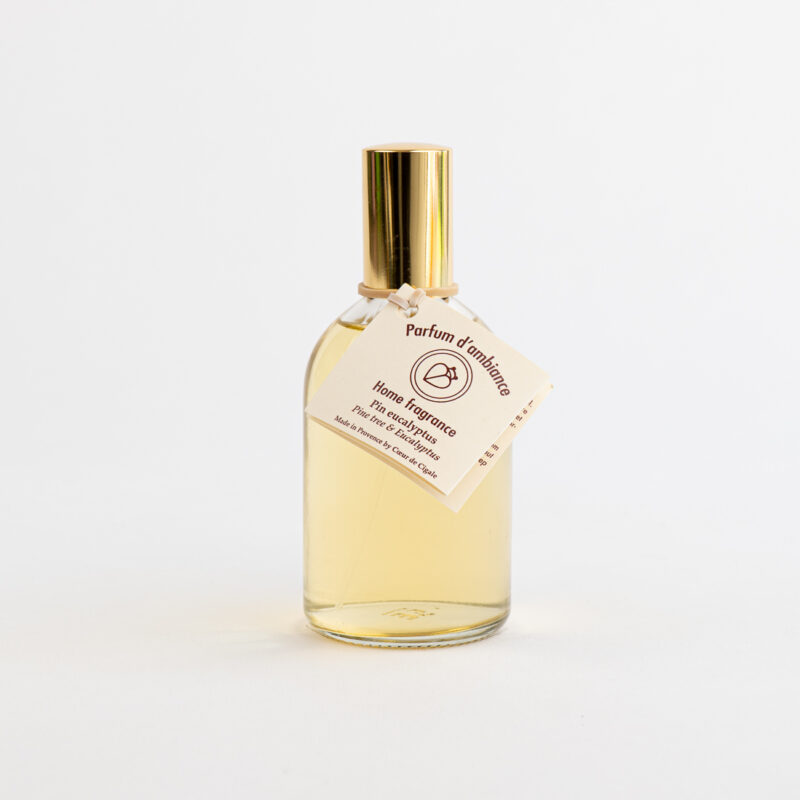 Parfum d'ambiance en spray, fragrance Pin Eucalyptus. Fabriqué en Provence.