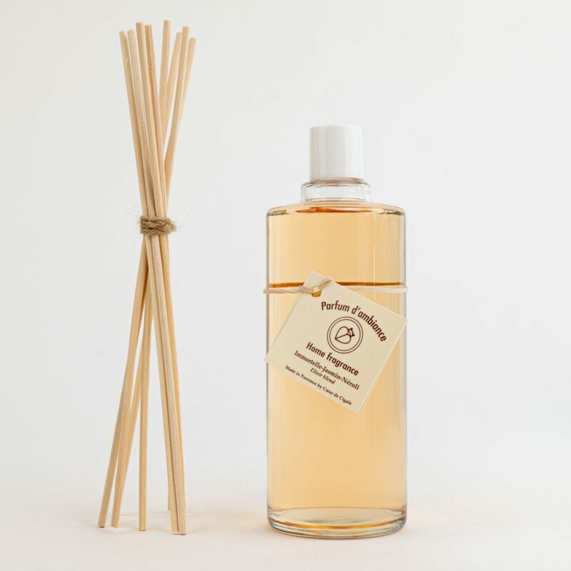 Recharge diffuseur d'ambiance parfum Immortelle, Jasmin et Néroli. Senteur florale pour la maison.