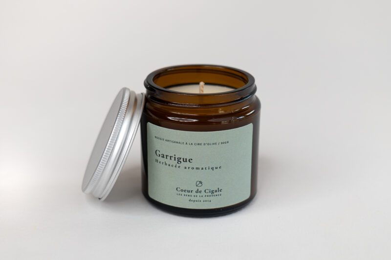 Bougie parfumée Garrigue, fabriquée artisanalement en Provence