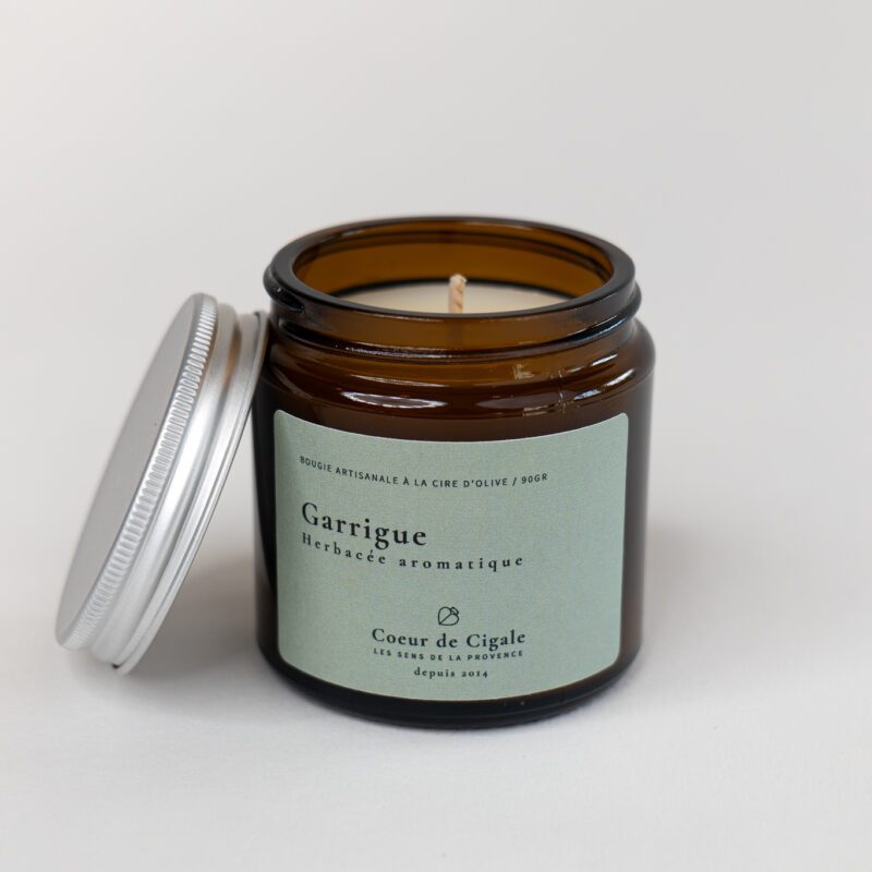 Bougie parfumée Garrigue, fabriquée artisanalement en Provence